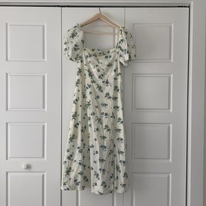 & Other Stories Floral Puff Sleeve Midi Dress